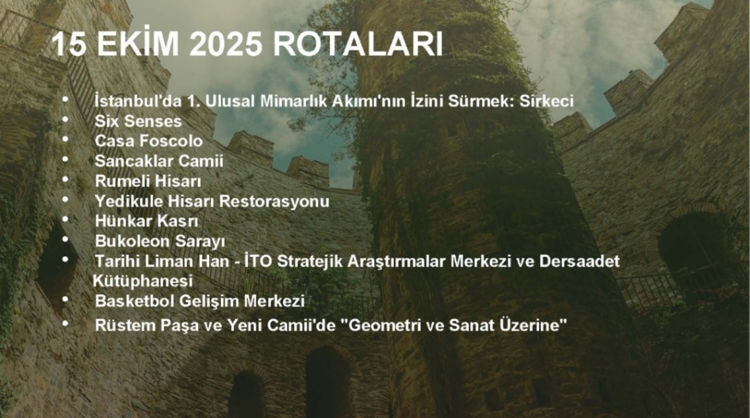 AÇIK KAPI MİMARLIK FESTİVALİ 15 EKİM 2025